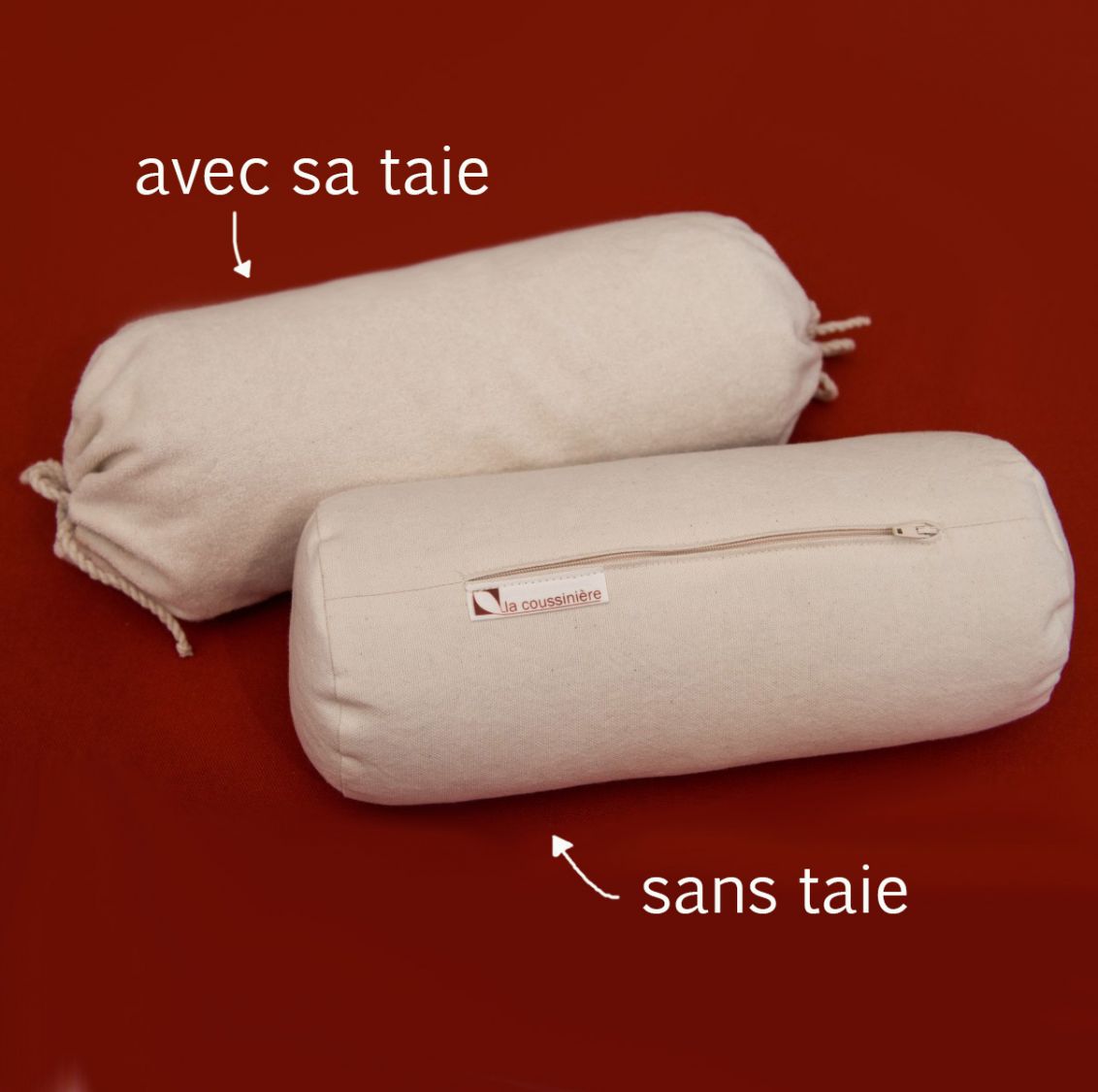 Rouleau ou bolster de yoga artisanal bio en 4 tailles