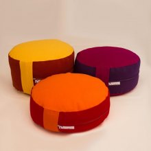 Zafu bio en petit épeautre avec housse : coussin de yoga, méditation ou décoration éco-responsable